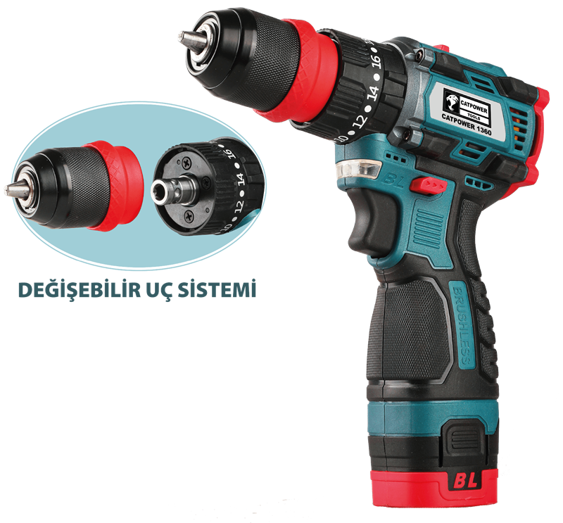 CAT1360 KÖMÜRSÜZ AKÜLÜ VİDALAMA 16V Lİ-İON 2.0Ah