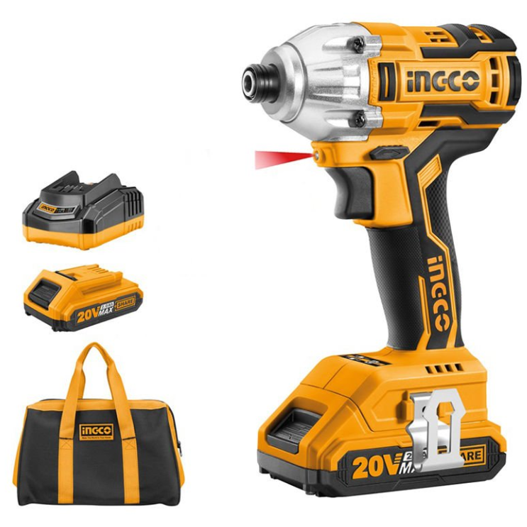 INGCO CIRLI2002 Li-ion Akülü Vidalama Kömürsüz 1/4'' 20V 2.0Ah