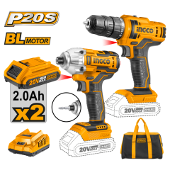 INGCO Li-ion Akülü 2 li Kombo Set - Matkap ve Vidalama 20V 2.0 Ah
