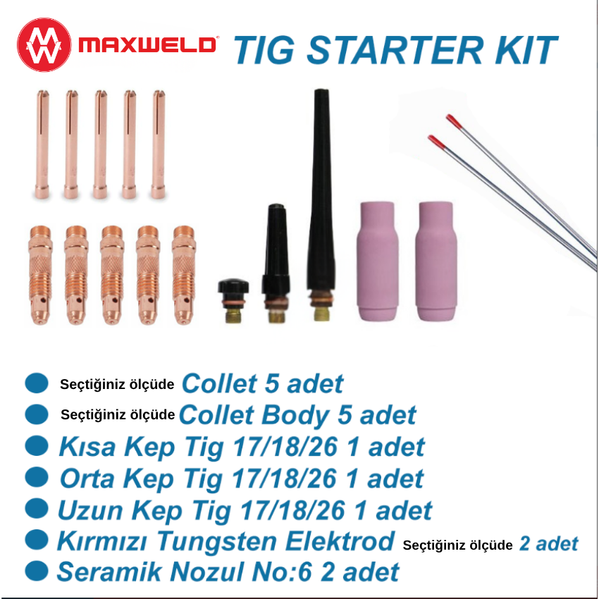MAXWELD TİG KAYNAK STARTER KİT BAŞLANGIÇ KİTİ VP26
